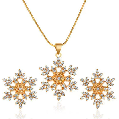 🎁CHRISTMAS PRE SALE 60% OFF🎄 Diamonds Snowflake Earrings Necklace Set