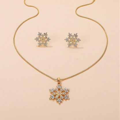 🎁CHRISTMAS PRE SALE 60% OFF🎄 Diamonds Snowflake Earrings Necklace Set