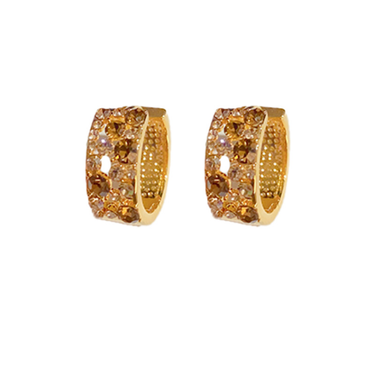 18K Gold-plated Exquisite Diamond-Encrusted Hoop Earrings