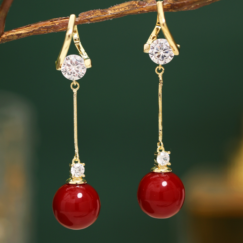 Long Zirconia Chain Tassel Earrings