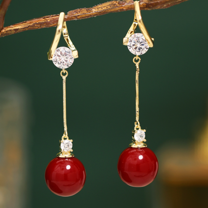 Long Zirconia Chain Tassel Earrings