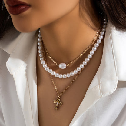 Pearl of Divinity: Cross Pendant Necklace