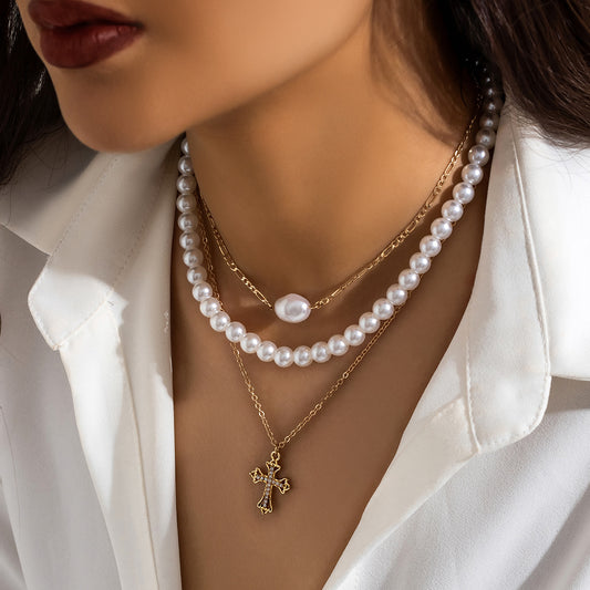 Pearl of Divinity: Cross Pendant Necklace