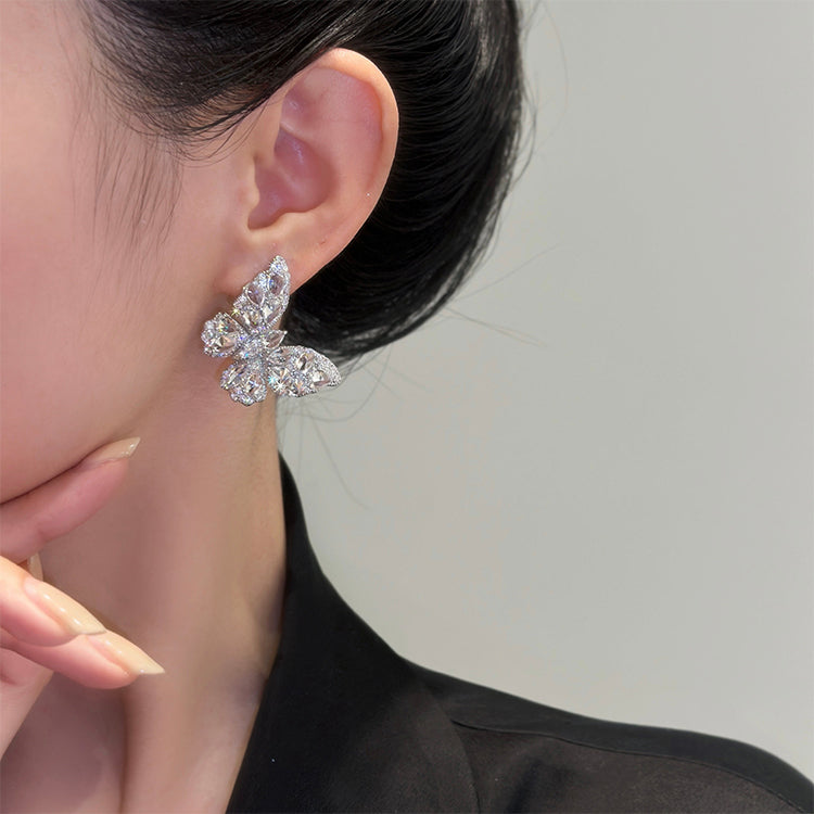 - French Style Butterfly Earrings With Diamonds