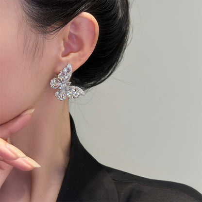 - French Style Butterfly Earrings With Diamonds
