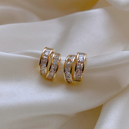 Simple C-shaped Diamond Earrings