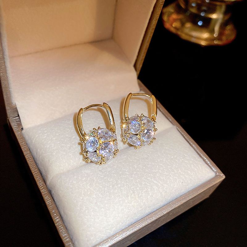 - Round Ball Zircon Earrings