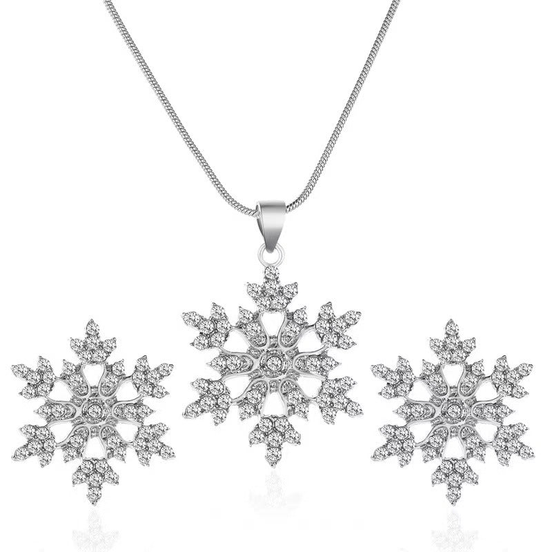 🎁CHRISTMAS PRE SALE 60% OFF🎄 Diamonds Snowflake Earrings Necklace Set