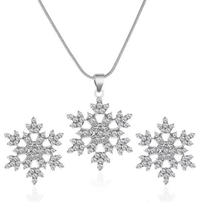 🎁CHRISTMAS PRE SALE 60% OFF🎄 Diamonds Snowflake Earrings Necklace Set