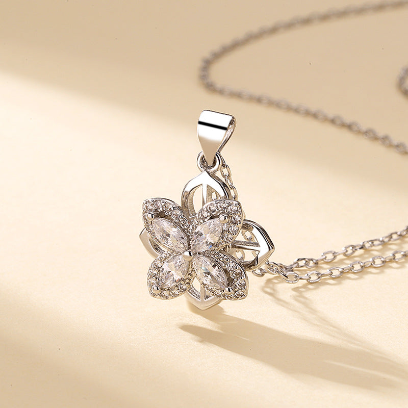 🎄CHRISTMAS HOT SALE❄-Zircon Spinning Clover Necklace