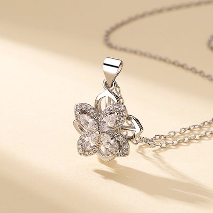 🎄CHRISTMAS HOT SALE❄-Zircon Spinning Clover Necklace