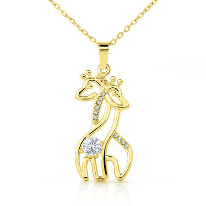 LOVE Giraffe Hug Pendant Necklace - To My Mommy