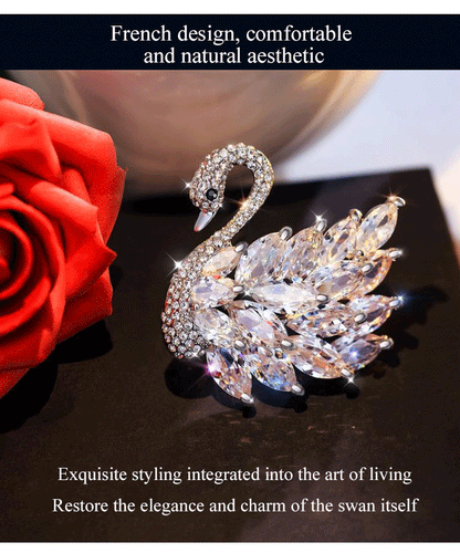 High-end crystal swan brooch