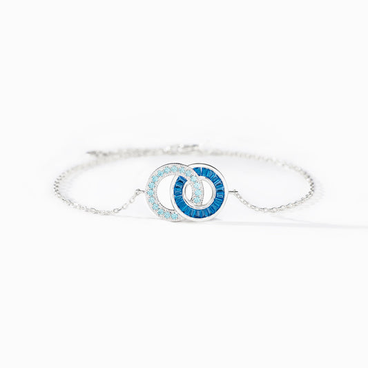 Husband & Wife Silver Gold Chain Linking Circles Bracelet