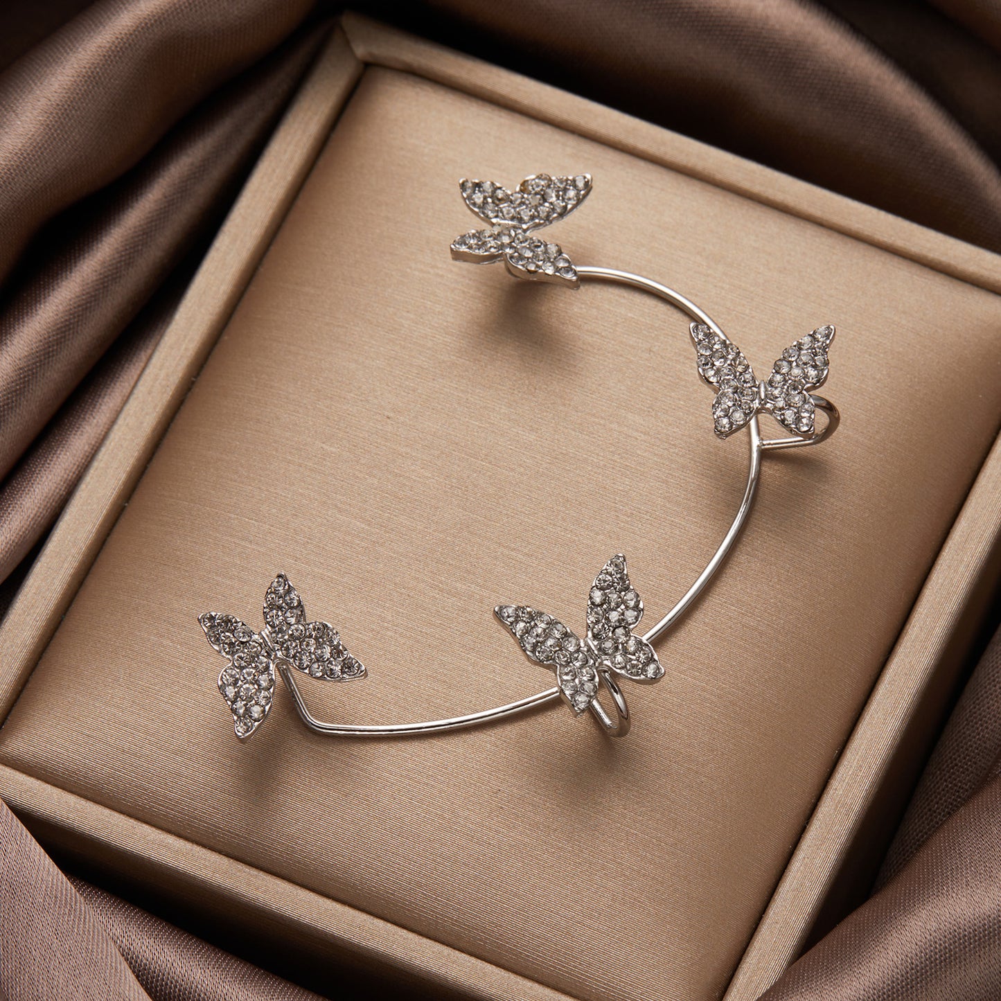 Butterfly Tassel Shiny Zircon Ear Cuffs
