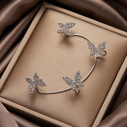 Butterfly Tassel Shiny Zircon Ear Cuffs
