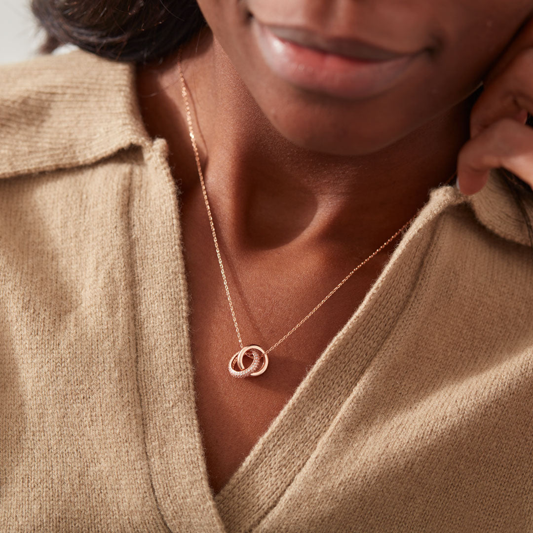 925 Sterling Silver Mother & Daughter Bond That Links Us Together Interlocking Necklace