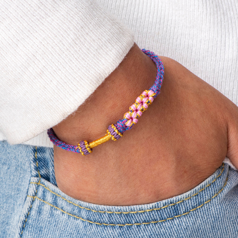 TO MY GRANDDAUGHTER "A LINK THAT CAN NEVER BE UNDONE" PEACH BLOSSOM BRACELET