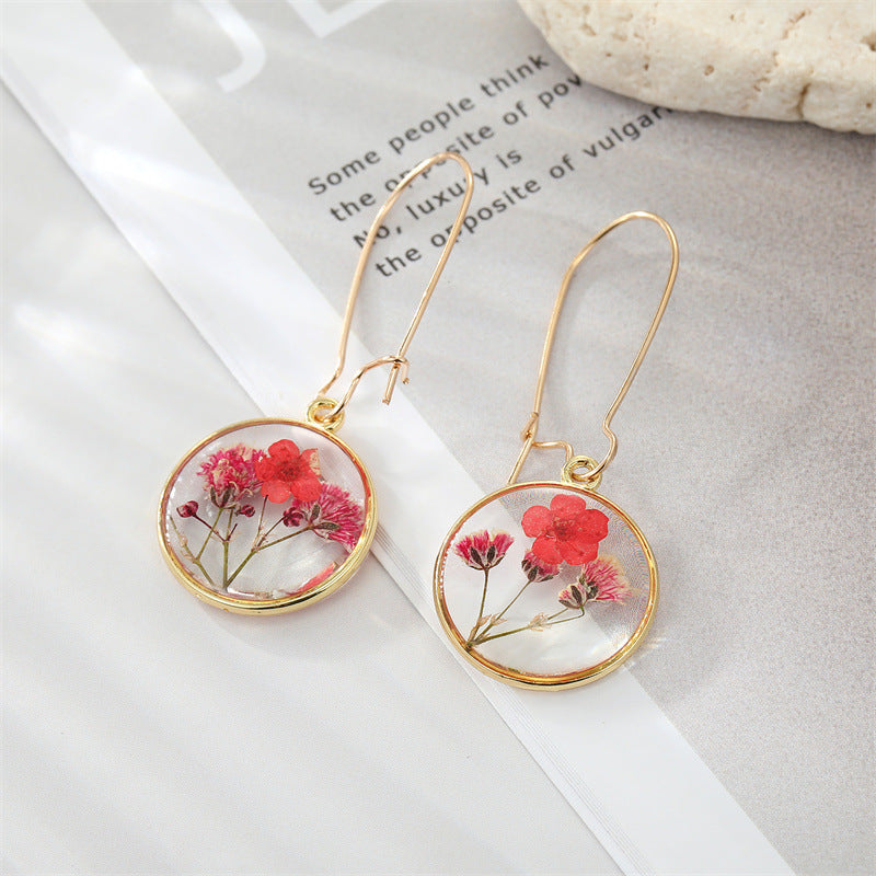 Boho Round Dried Flower Earrings