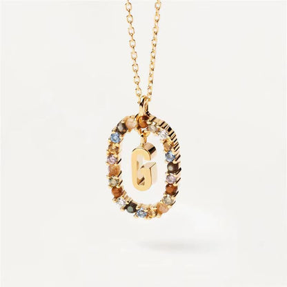 18K Real Gold, Initial Necklace, Letter Pendant
