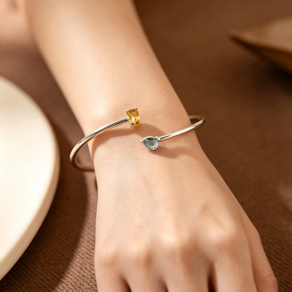 Grandmother And Granddaughter Custom Double Birthstones Bracelet