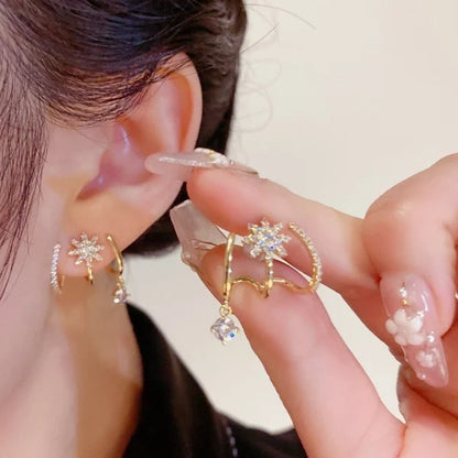 Eight Awn Star Crystal Earrings