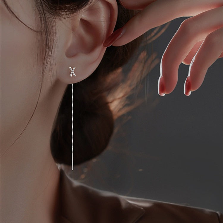 Shiny Silver Alphabet Earrings