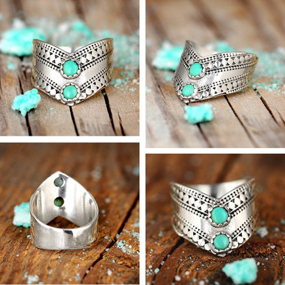 Two Stone Turquoise Ring