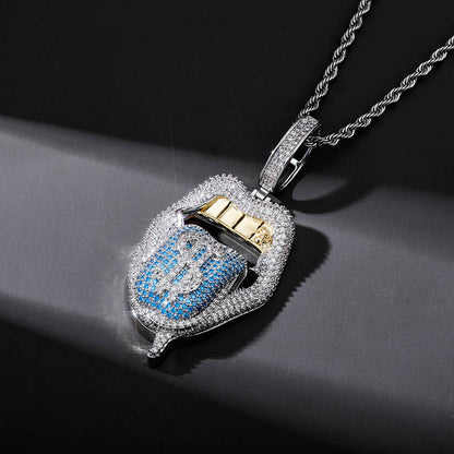 Iced Out Bling CZ Cubic Zirconia Tongue Necklace