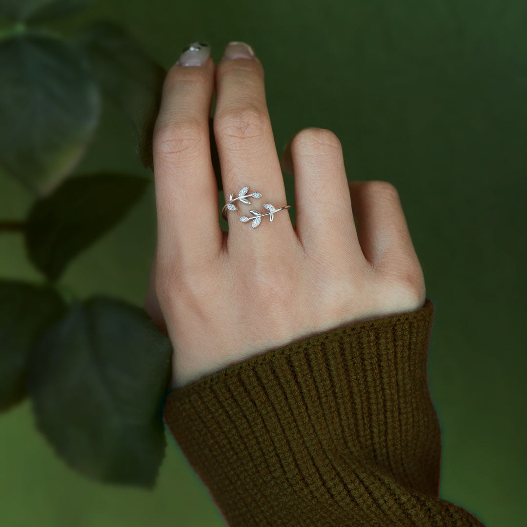 Grow Through What You Go Through Leaf Rings S925