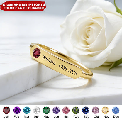 FOR MEMORIAL - CUSTOM NAME & BIRTHSTONE RING