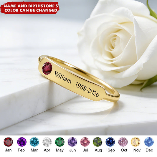 FOR MEMORIAL - CUSTOM NAME & BIRTHSTONE RING