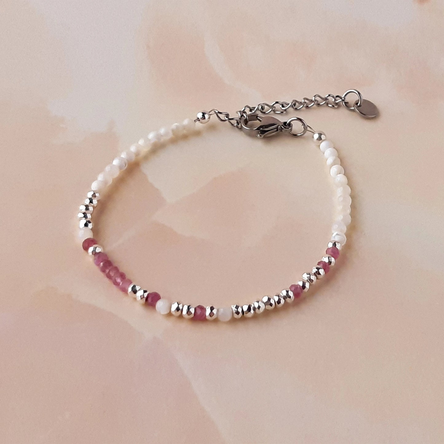 'F*ck Cancer' Pink Tourmaline Morse Code Breast Cancer Bracelet
