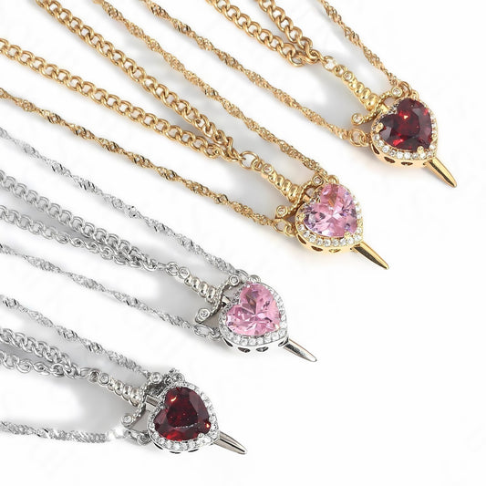 Heart and Sword Pendant Necklace - Couple Necklaces