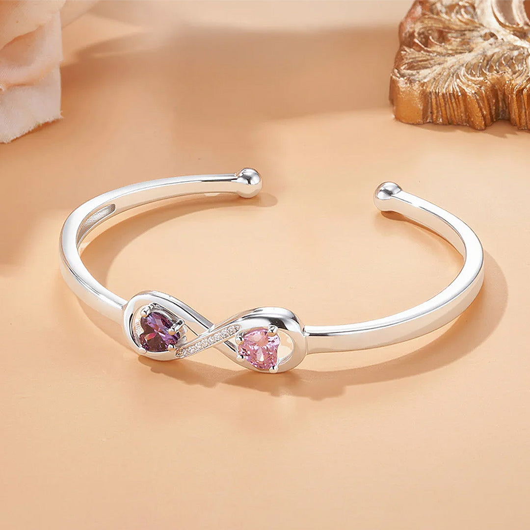 Mother&Daughter Double Heart Custom Birthstones Infinity  Bracelet