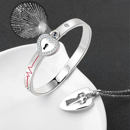 Love Lock Bracelet and Key Necklace Set