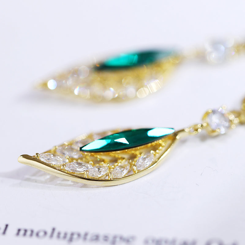 BLACK FRIDAY SALE 60% OFF❄-Fashionable Emerald Leaf Diamond Earrings