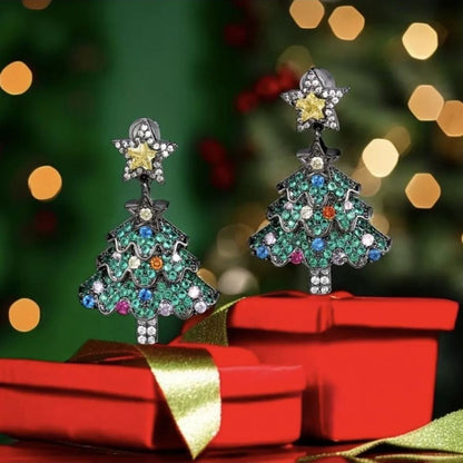 Colorful Shiny Christams Tree Earrings
