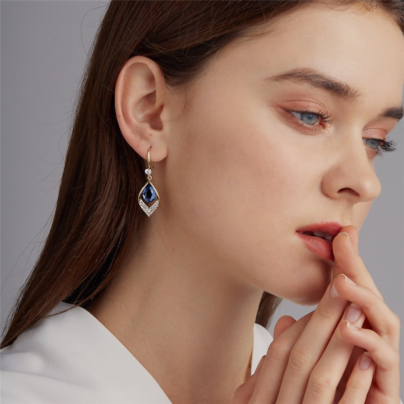 🎄CHRISTMAS HOT SALE❄-Geometric Blue Water Drop Zircon Earrings
