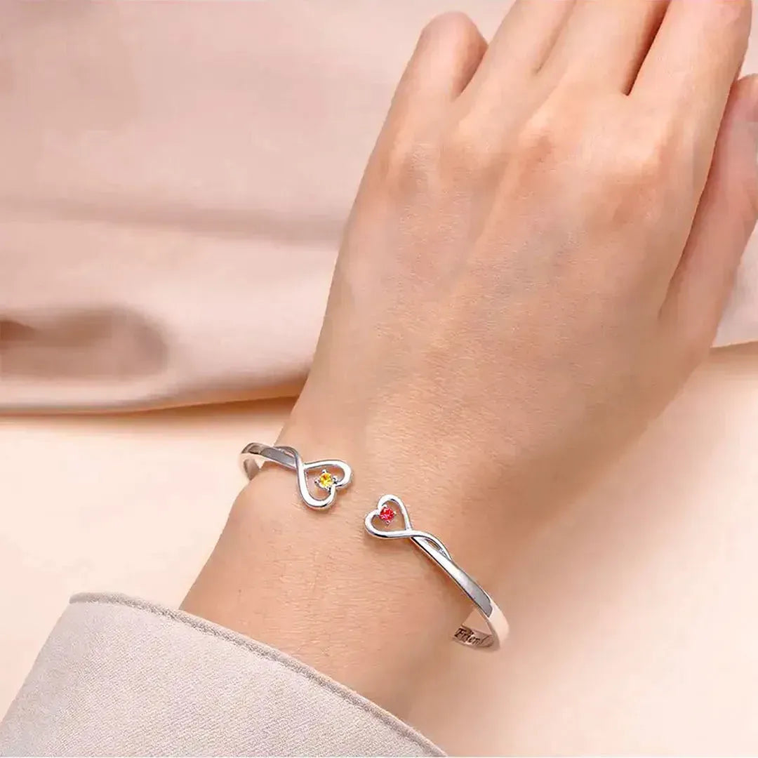 For Friend - You're My Favorite Bitch Double Hearts Custom Birthstones Bracelet