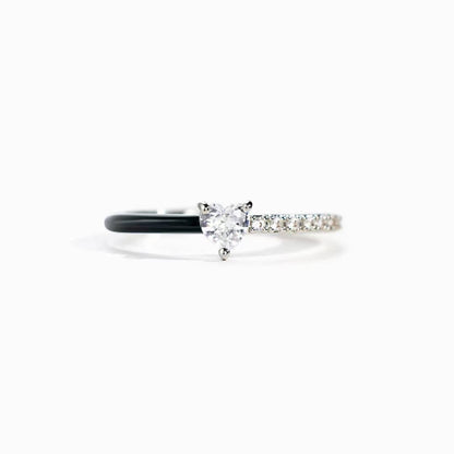 Love Me Until I'm Me Again Black Heart-Cut Half Enamel Ring