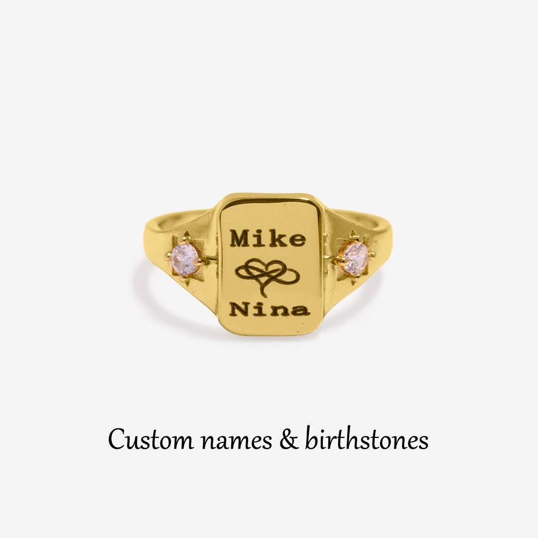 FOR LOVE - BELOVE CUSTOM NAMES AND BIRTHSTONES DAINTY RING