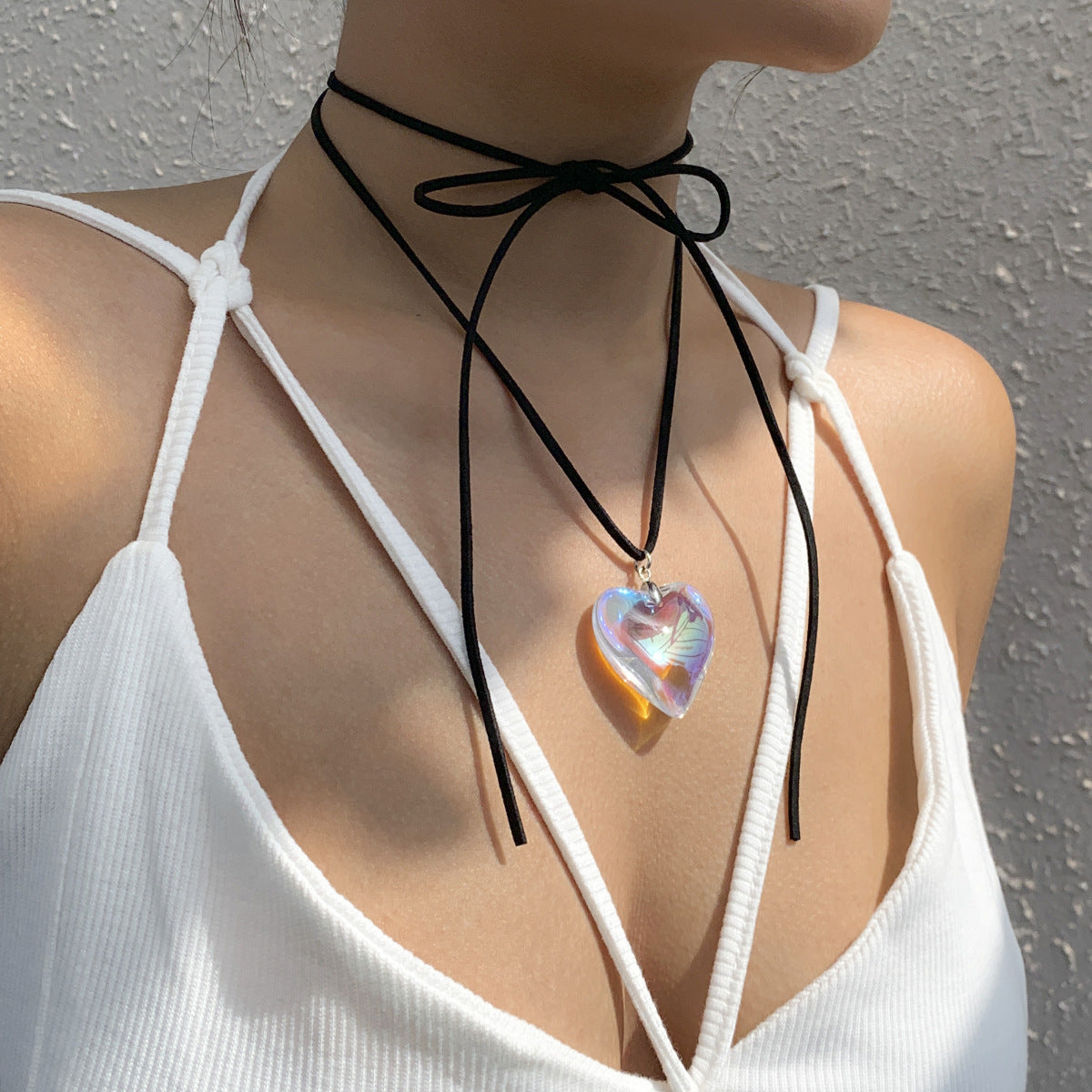 Sweet And Cool 3D Heart Pendant Choker💛