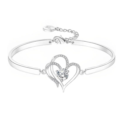 TO MY GRANDDAUGHTER- WE ARE CONNECTED BY HEART DIAMOND BRACELET