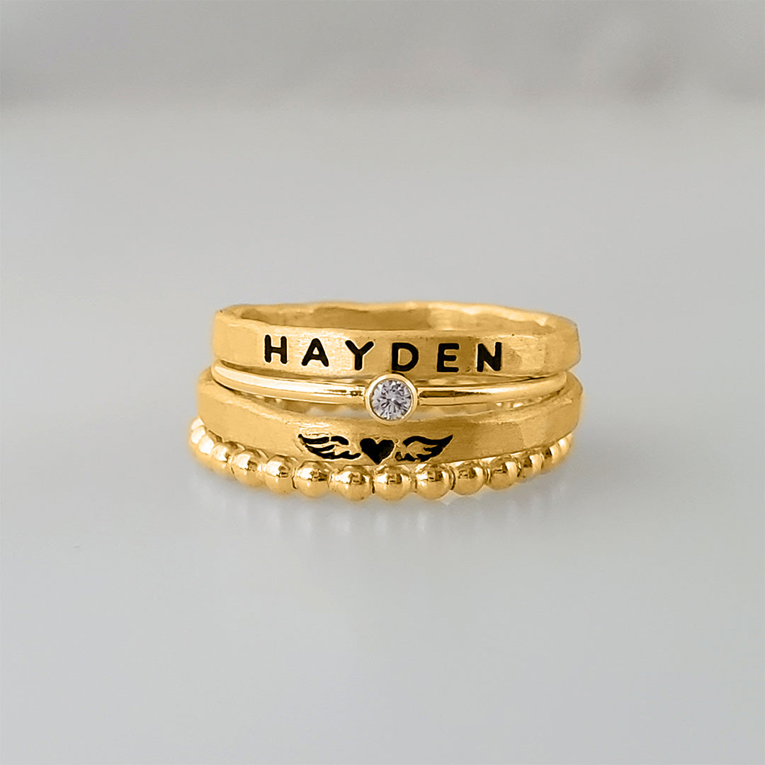 FOR MEMORIAL - S925 I WILL LOVE YOU FOR EVERY SECOND OF MINE CUSTOM NAME WINGS RING