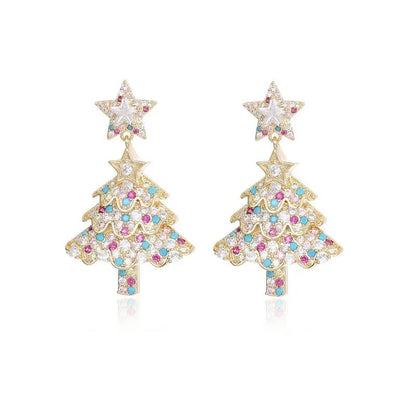 Colorful Shiny Christams Tree Earrings