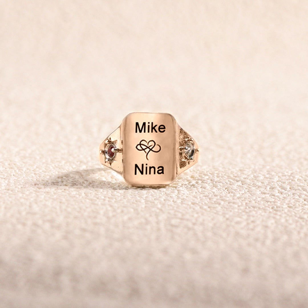 FOR LOVE - BELOVE CUSTOM NAMES AND BIRTHSTONES DAINTY RING