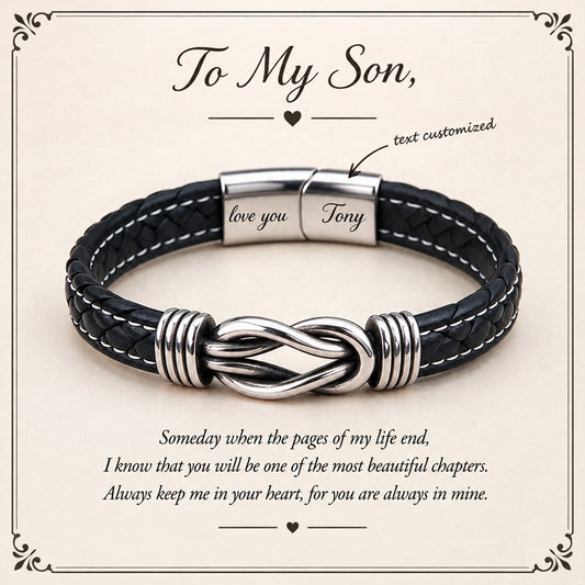 To My Son- Keep Me In Your Heart Infinity Custom Bracelet