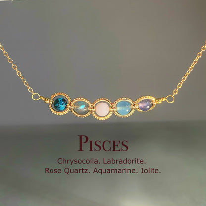 Natural Birthstone Zodiac Necklace - Personalized Astrology Pendant & Gift