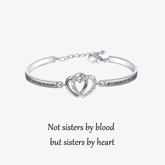 For Friend - Not Sisters By Blood But Sisters By Heart Double Heart Bracelet